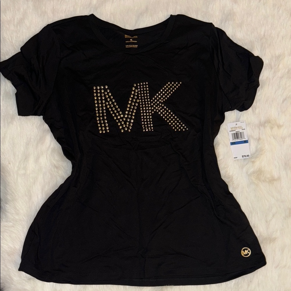 Michael Kors Black Gold Embellished T-Shirt
